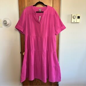 chicos tiered gauzy cotton pullover midi dress